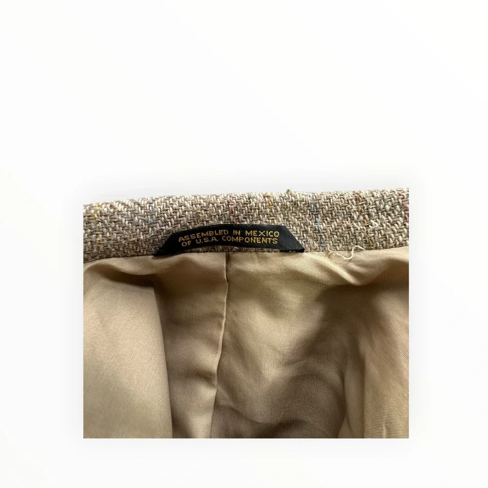 Haggar Blazer Mens 36R Tan Herringbone Wool Blend Two‎ Button Sport Coat WPL 386
